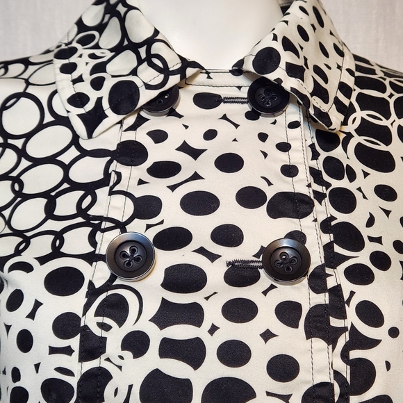 Appraisal Jacket Black White Circle Print Small Large Button A Frame Flare - Picture 4 of 14